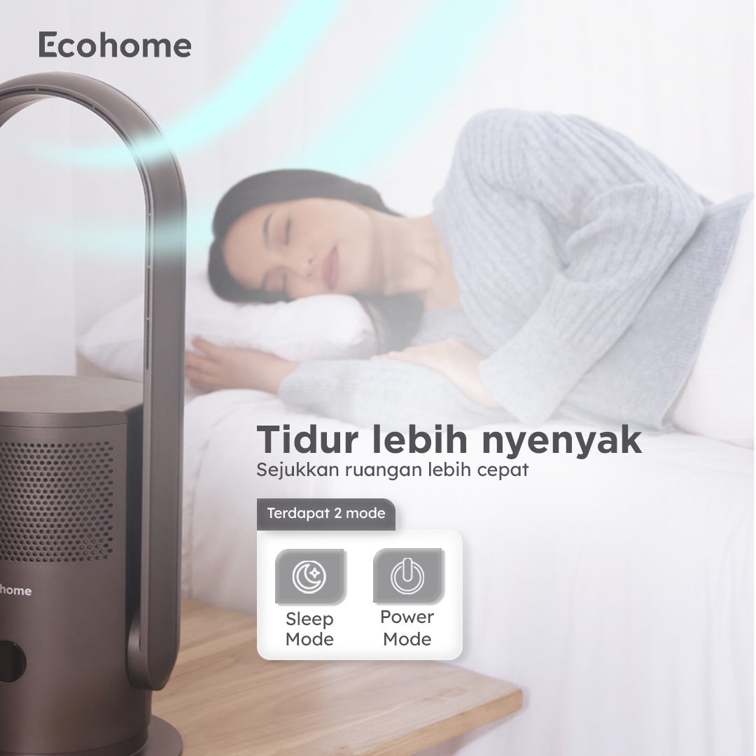 ECOHOME Air Purifier & Fan EAP888 Pembersih Udara Osilasi 90° Bladeless Fan with Remote HEPA Filter