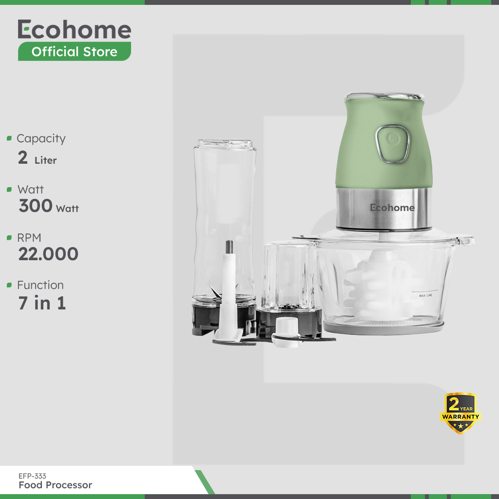 ECOHOME | 6 in 1 Food Processor | EFP-333 | Chopper, Blender, Smoothies