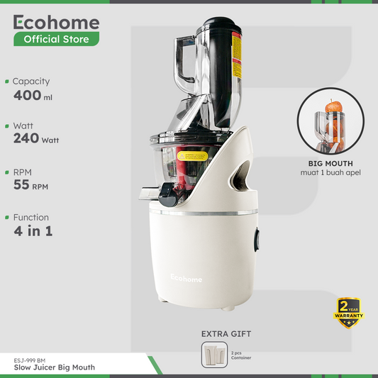 ECOHOME | Slow Juicer Big Mouth | ESJ-999BM | Muat 1 Buah Apel
