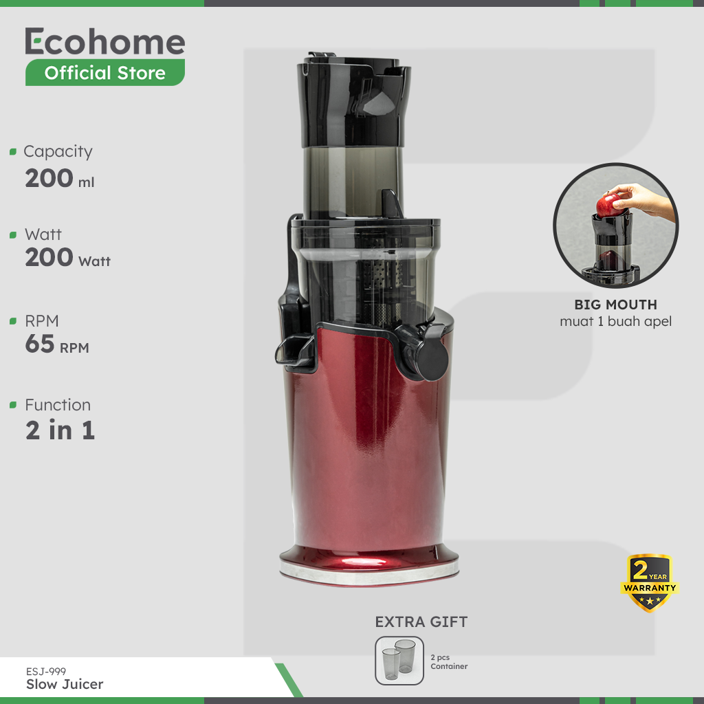 ECOHOME | Slow Juicer ESJ-999 | Pengekstrak Buah