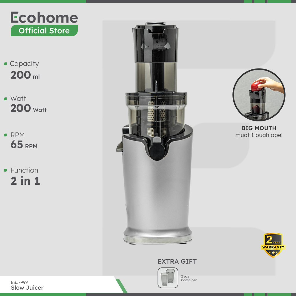 ECOHOME | Slow Juicer ESJ-999 | Pengekstrak Buah