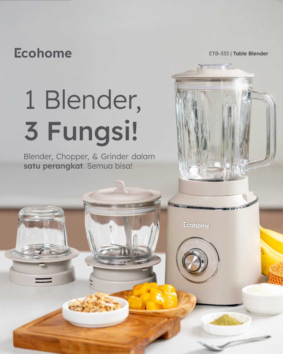 Ecohome Table Blender ETB333 Blender Multifungsi Low Watt dan BPA Free