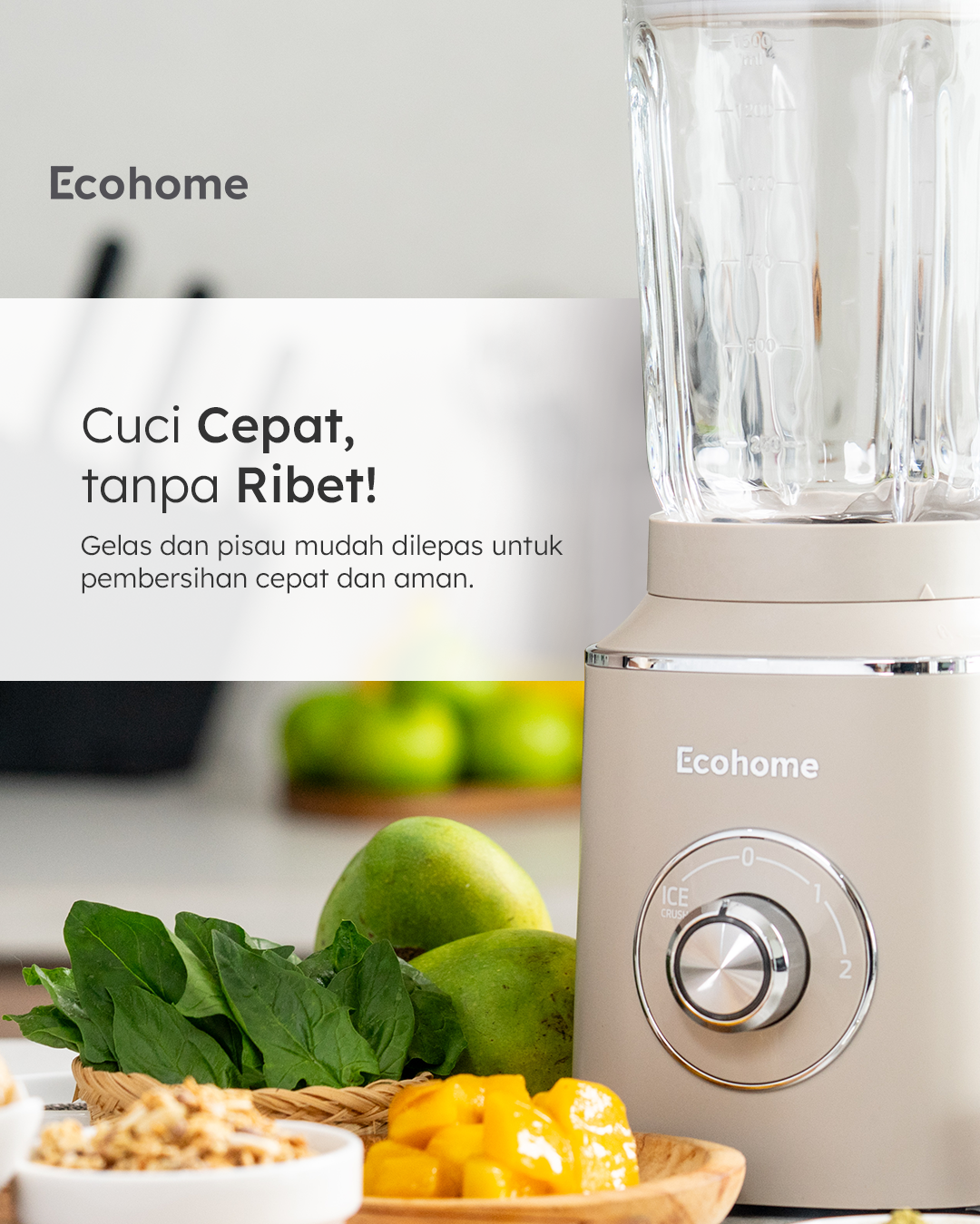 Ecohome Table Blender ETB333 Blender Multifungsi Low Watt dan BPA Free