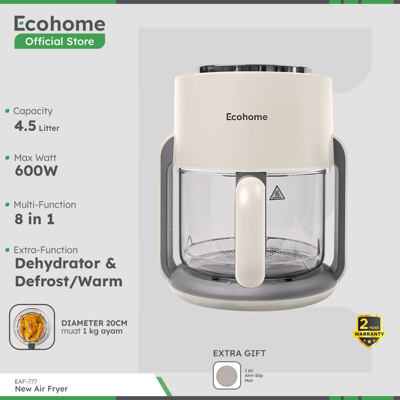 Ecohome EAF777 Air Fryer & Dehydrator 8 in 1 Function