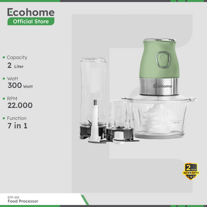 ECOHOME | 7 in 1 Food Processor | EFP-333 | Chopper, Blender, Smoothies