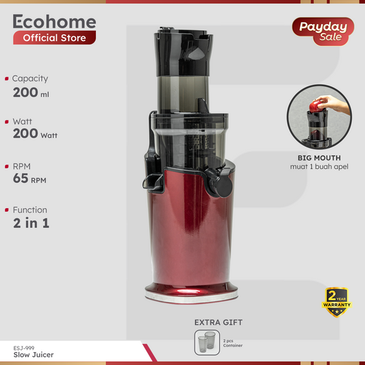 ECOHOME | Slow Juicer ESJ-999 | Pengekstrak Buah