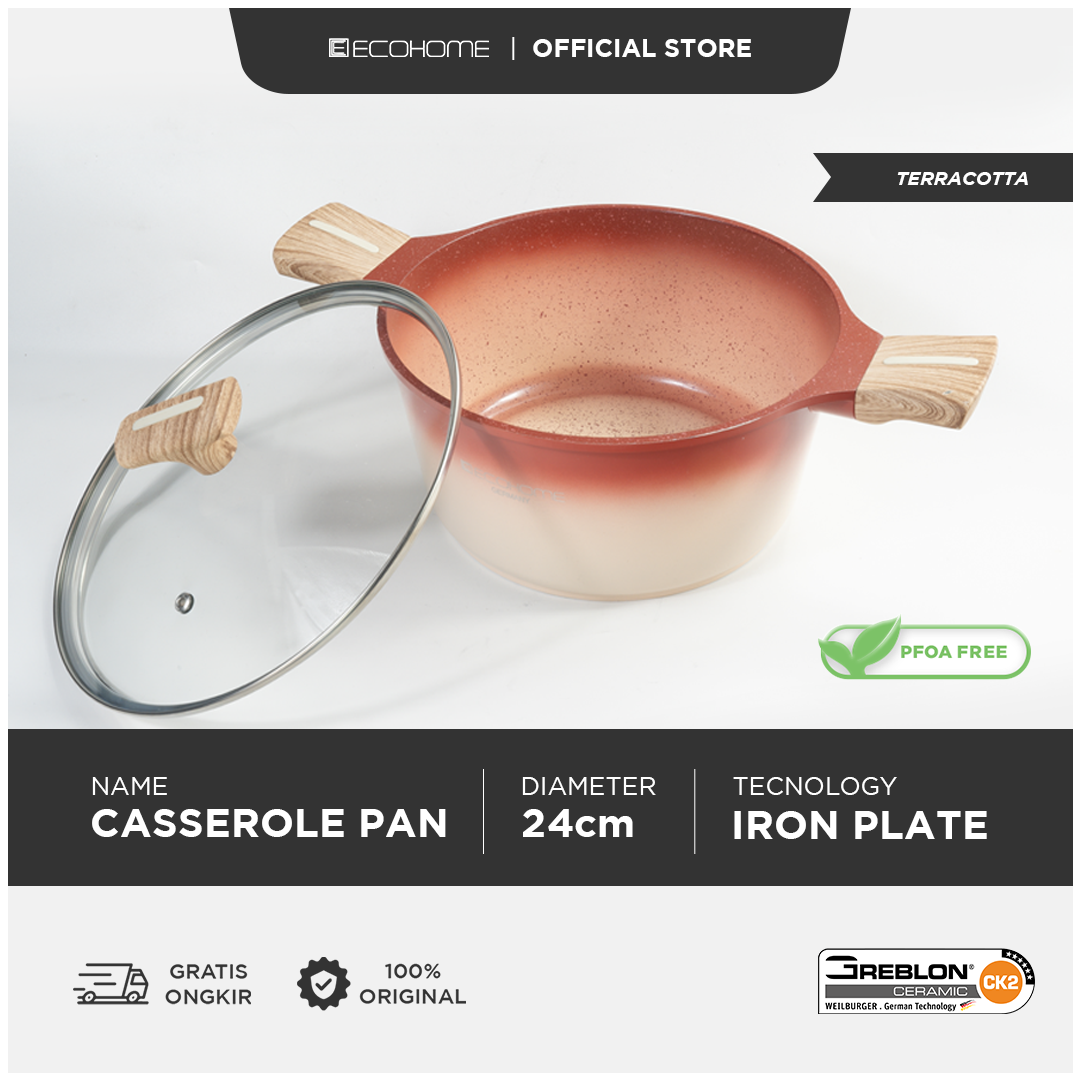 Ecohome Cookware | Casserole Pan 24 cm | Ceramic Coating Anti Lengket