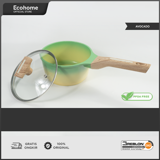 Ecohome Cookware | Sauce Pan 16 cm | Ceramic Coating | Anti Lengket