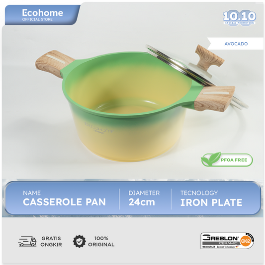 Ecohome Cookware | Casserole Pan 24 cm | Ceramic Coating Anti Lengket