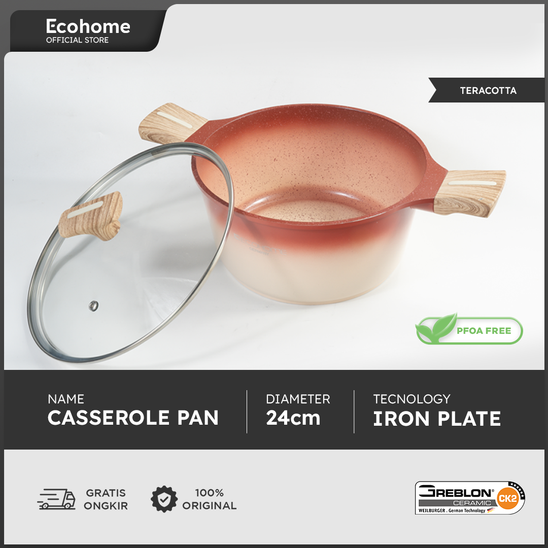 Ecohome Cookware | Casserole Pan 24 cm | Ceramic Coating Anti Lengket