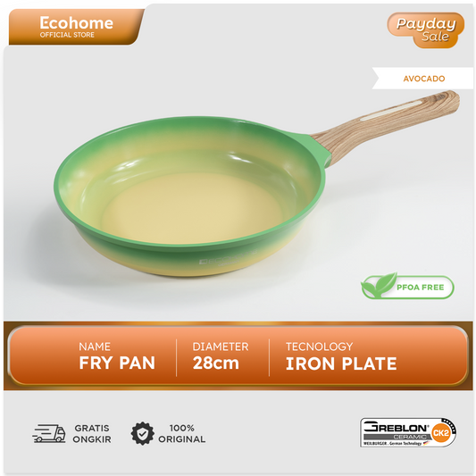 Ecohome Cookware | Fry Pan 28 cm | Ceramic Coating | Anti Lengket