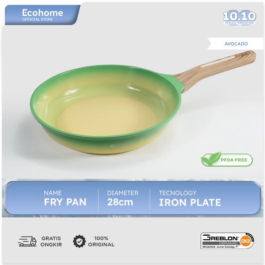 Ecohome Cookware | Fry Pan 28 cm | Ceramic Coating | Anti Lengket