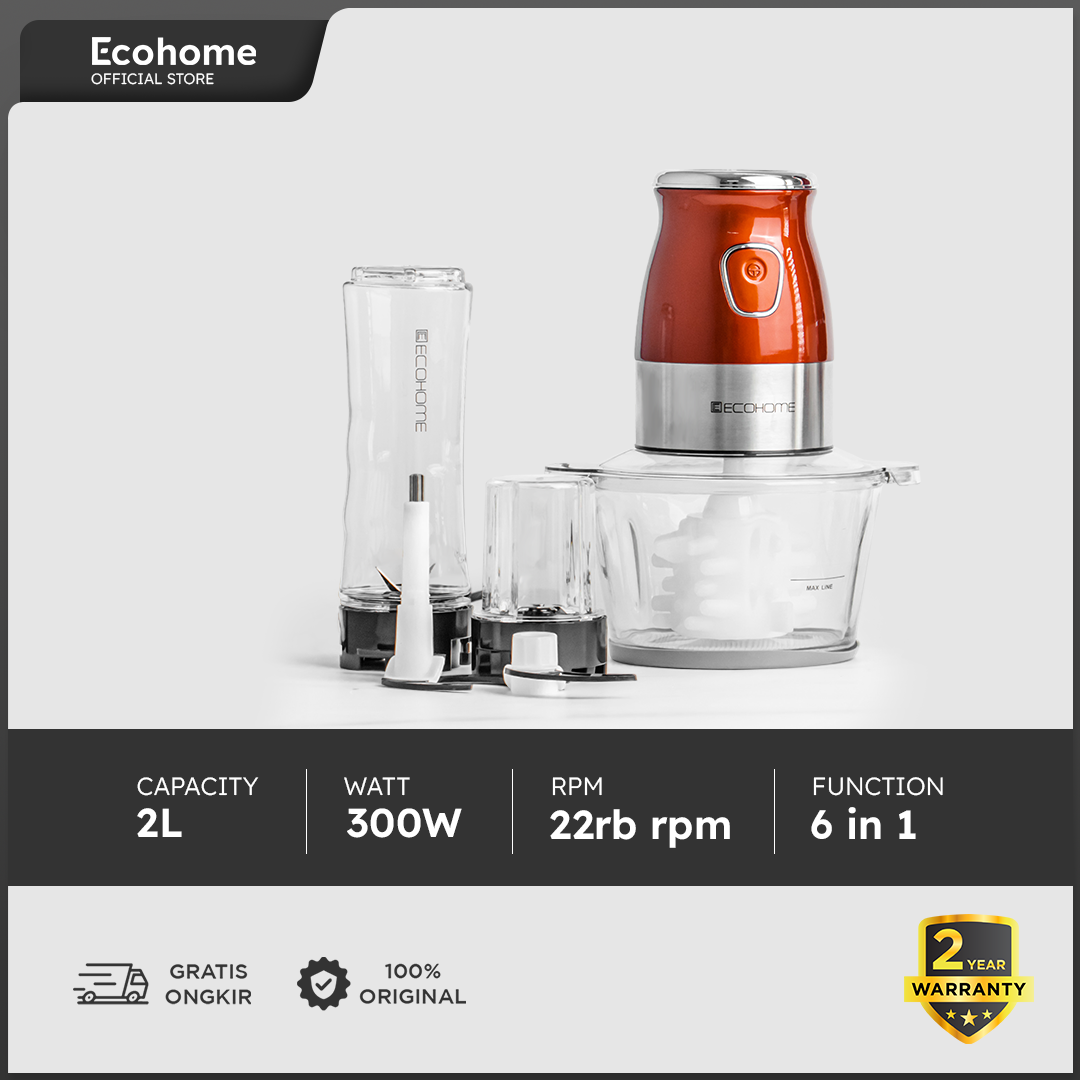 ECOHOME | 6 in 1 Food Processor | EFP-333 | Chopper, Blender, Smoothies