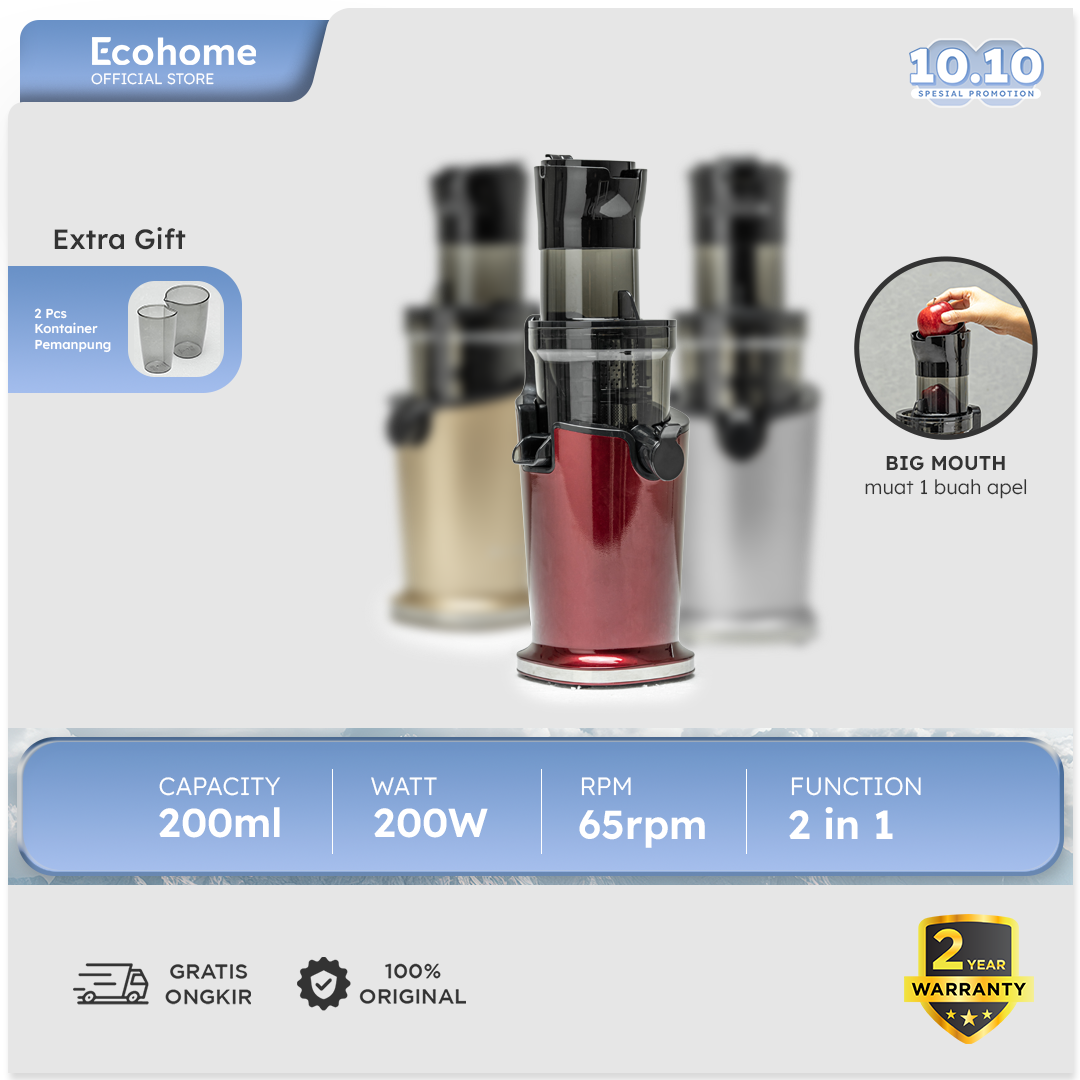 ECOHOME | Slow Juicer ESJ-999 | Pengekstrak Buah