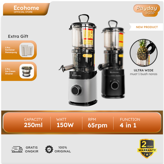 ECOHOME Slow Juicer Simplicity Grid ESJ999SG Pengekstrak Buah Muat 1 Nanas