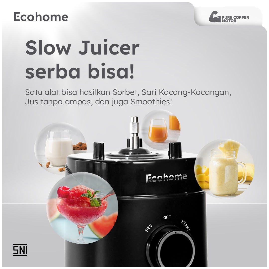 ECOHOME Slow Juicer Simplicity Grid ESJ999SG Pengekstrak Buah Muat 1 Nanas