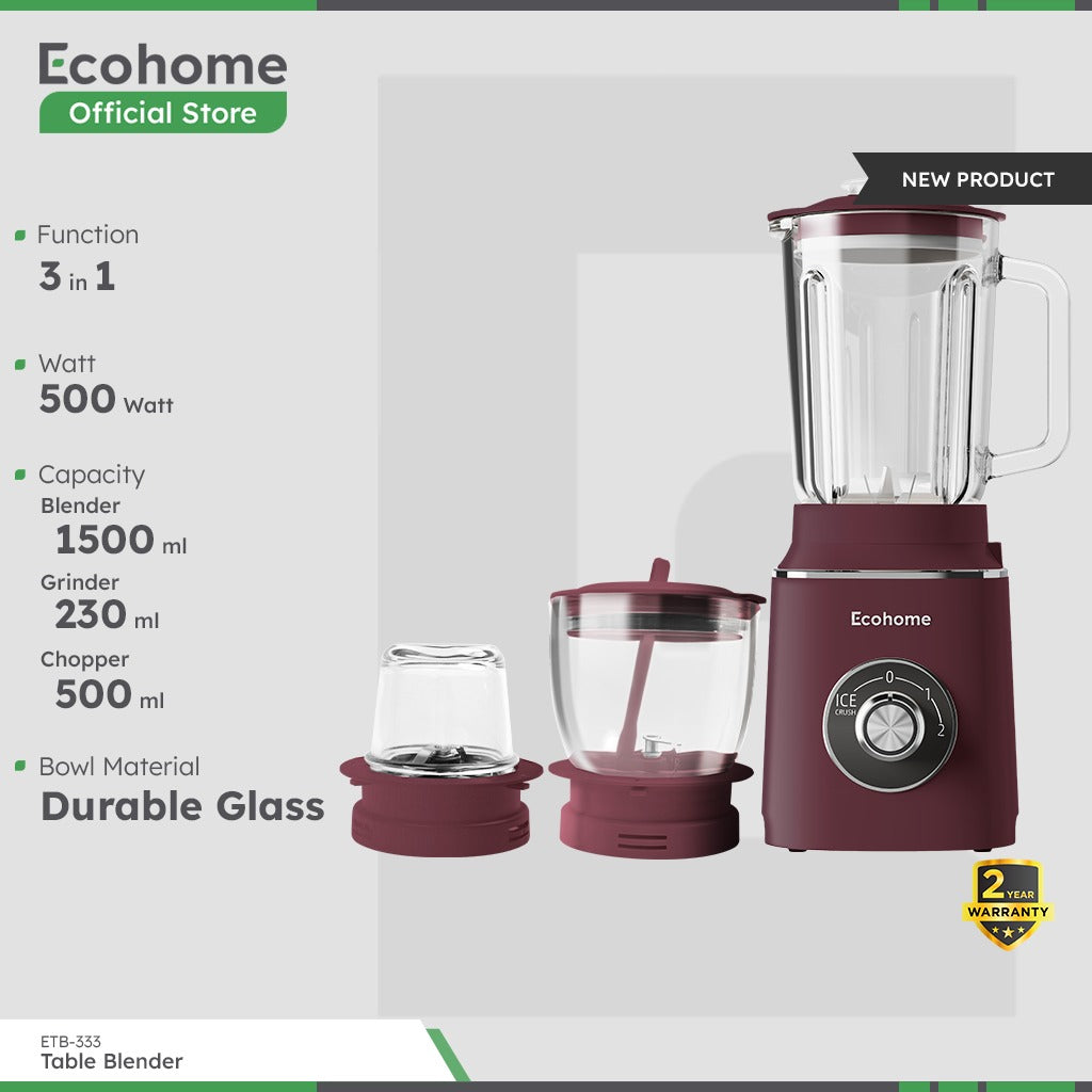 Ecohome Table Blender ETB333 Blender Multifungsi Low Watt dan BPA Free