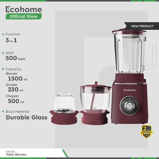 ECOHOME | Table Blender | ETB333 | Blender Multifungsi Low Watt & BPA Free