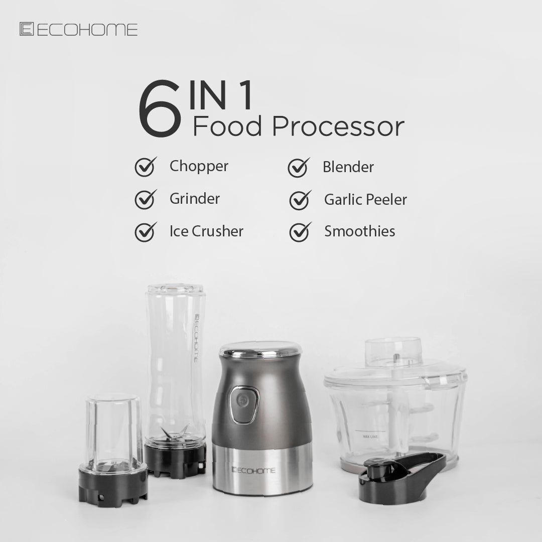 ECOHOME | 6 in 1 Food Processor | EFP-333 | Chopper, Blender, Smoothies